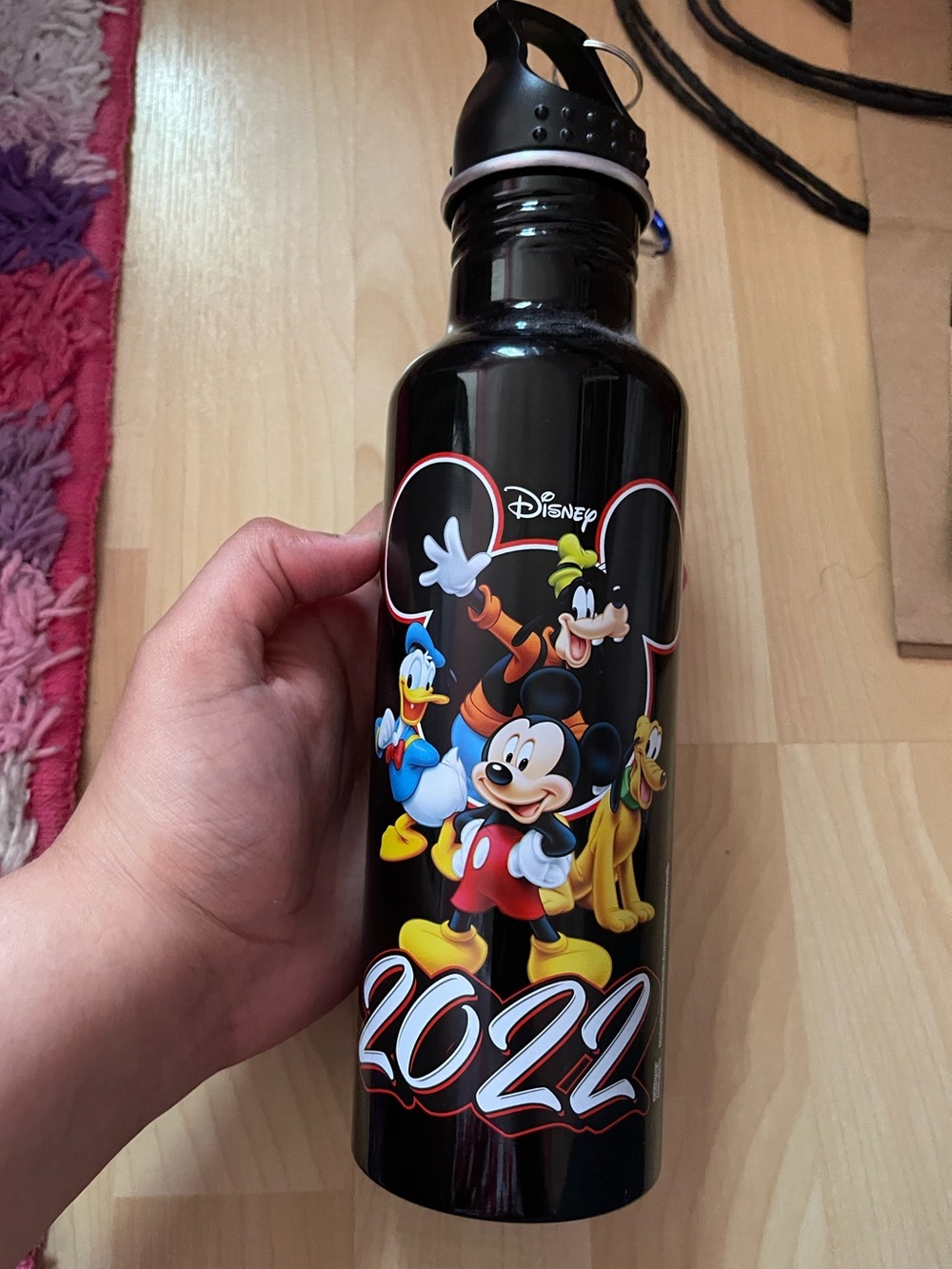 Disney Black 2022 Stainless Steel Mickey & Friends Character Water Bottle- New!